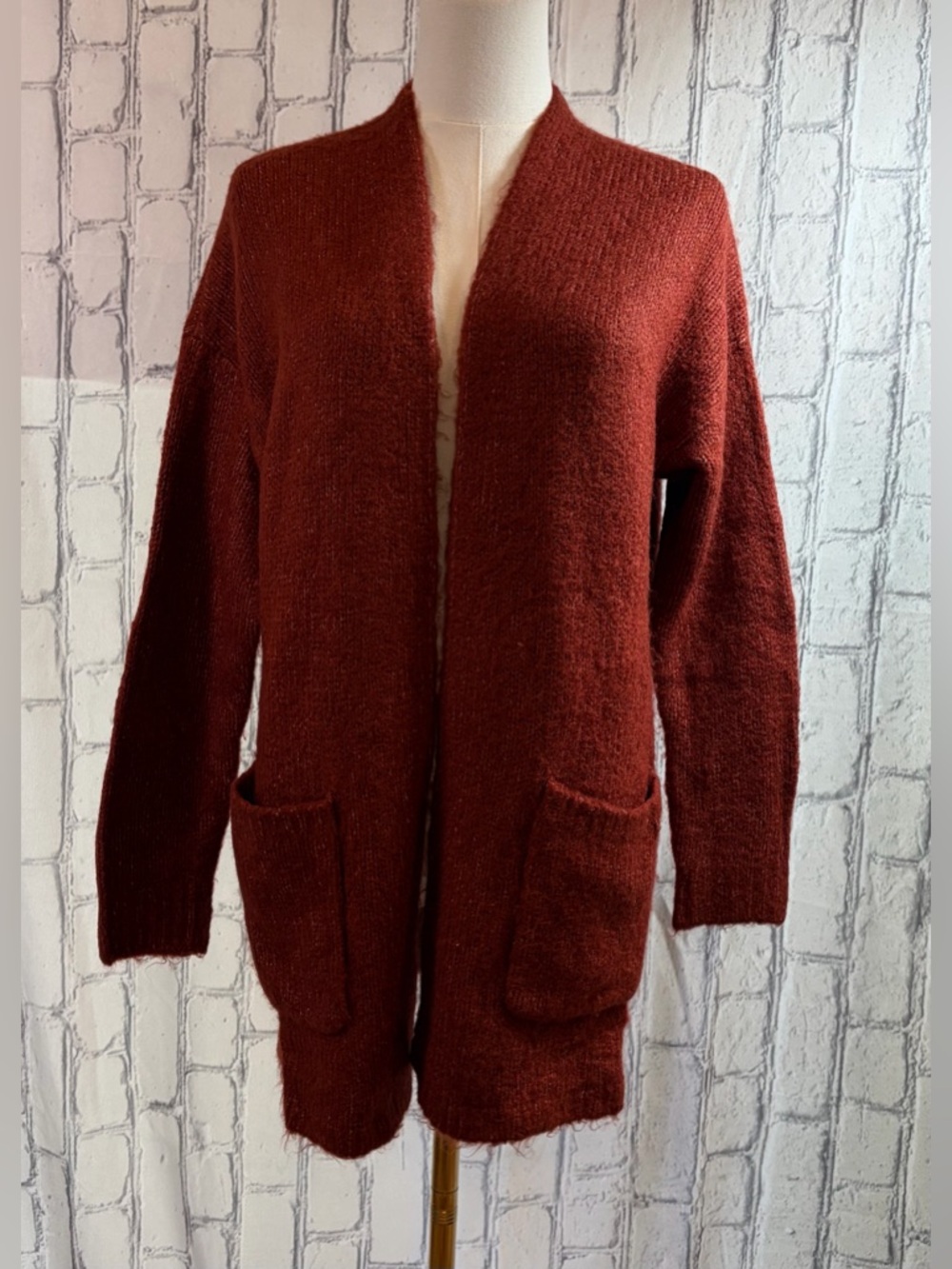 Abercrombie &Fitch Size:S Open-Front Rust Pocket Sweater Cardigan - Women